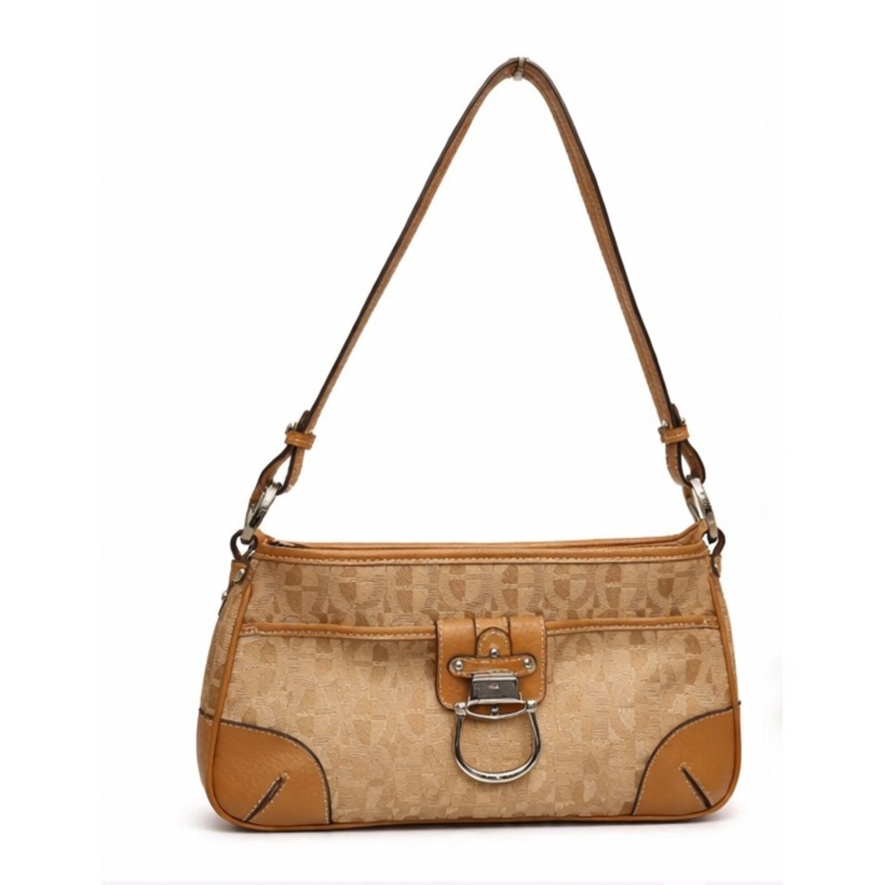 Etienne Aigner Womens Beige Fabric Logo Handbag Multicompartment Organizer